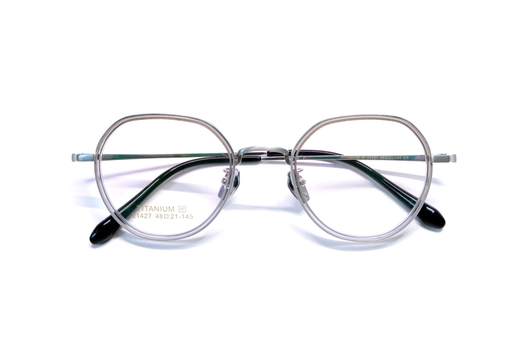光學眼鏡框 - 21427 鈦板混合式 Silver &Gradient