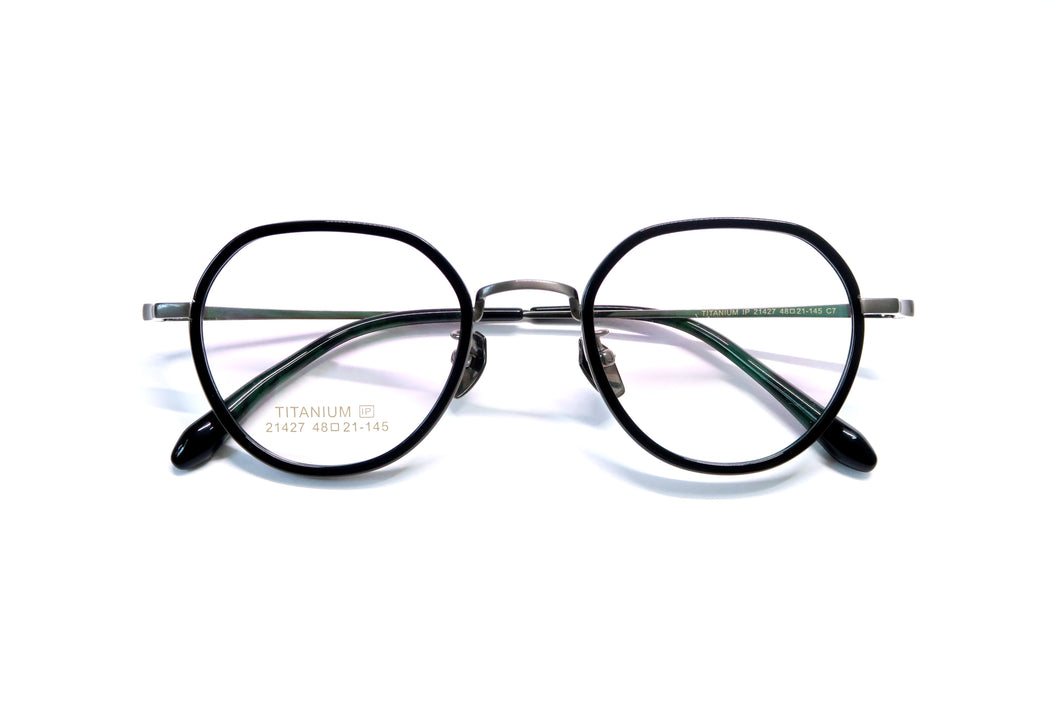 光學眼鏡框 - 21427 鈦板混合式 Black