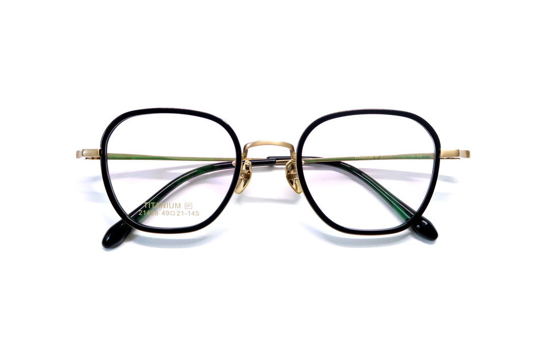 光學眼鏡框 - 21428 鈦板混合式 Black&Gold